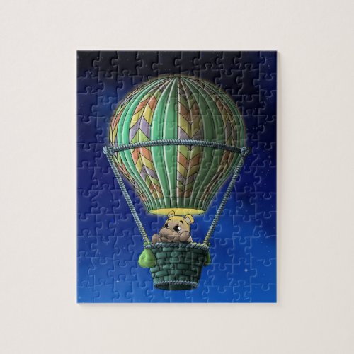 Hippo and Hot Air Balloon Jigsaw Puzzle