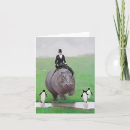 Hippo and Penguins Blank Note Card