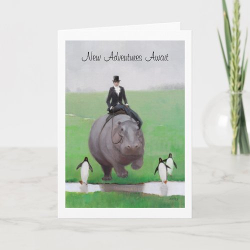 Hippo and Penguins Retirement Card
