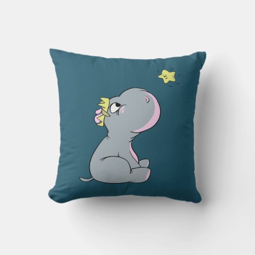 Hippo and Star Throw Pillow