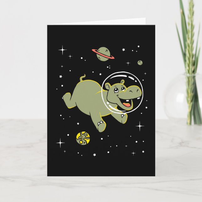 Hippo Animals In Space Card (Front)