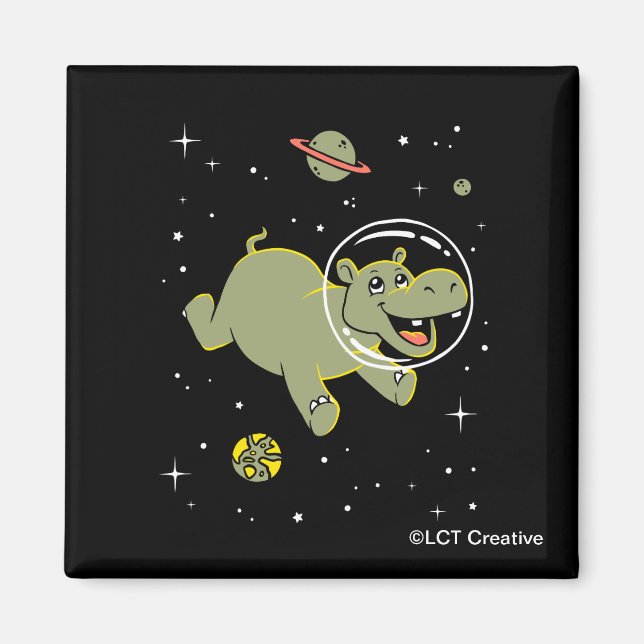 Hippo Animals In Space Magnet (Front)