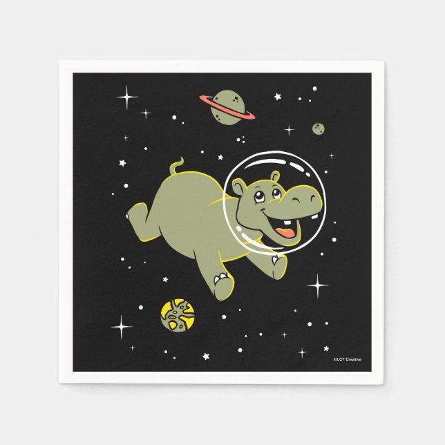 Hippo Animals In Space Napkins (Front)