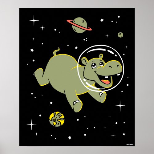 Hippo Animals In Space Poster