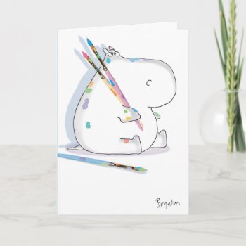 Hippo Artist Birthday Card by SandraBoynton at Zazzle