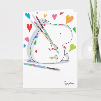 Hippo Artist Love Card by SandraBoynton at Zazzle
