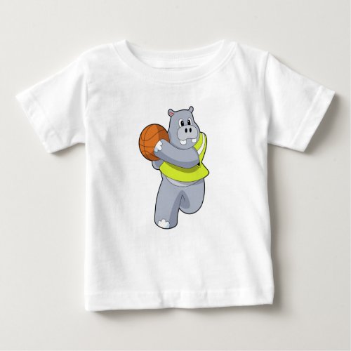 Hippo as Basketball player with BasketballPNG Baby T_Shirt