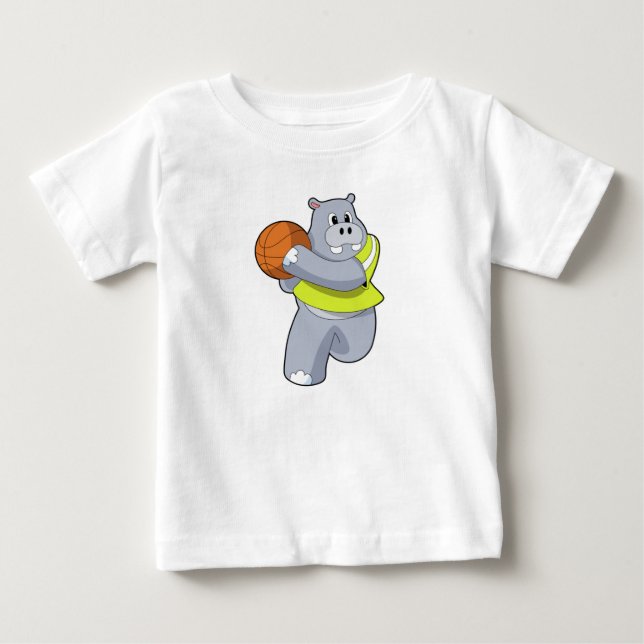 Hippo as Basketball player with Basketball.PNG Baby T-Shirt (Front)
