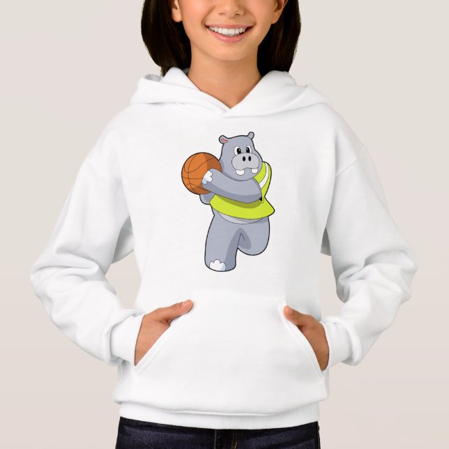 Hippo as Basketball player with Basketball.PNG Hoodie (Front)