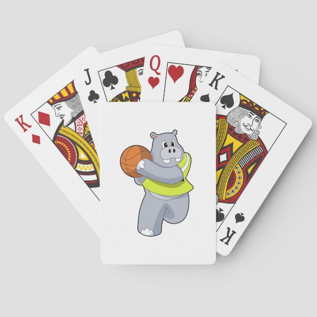 Hippo as Basketball player with Basketball.PNG Poker Cards (Back)