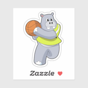 Hippo as Basketball player with Basketball.PNG Sticker
