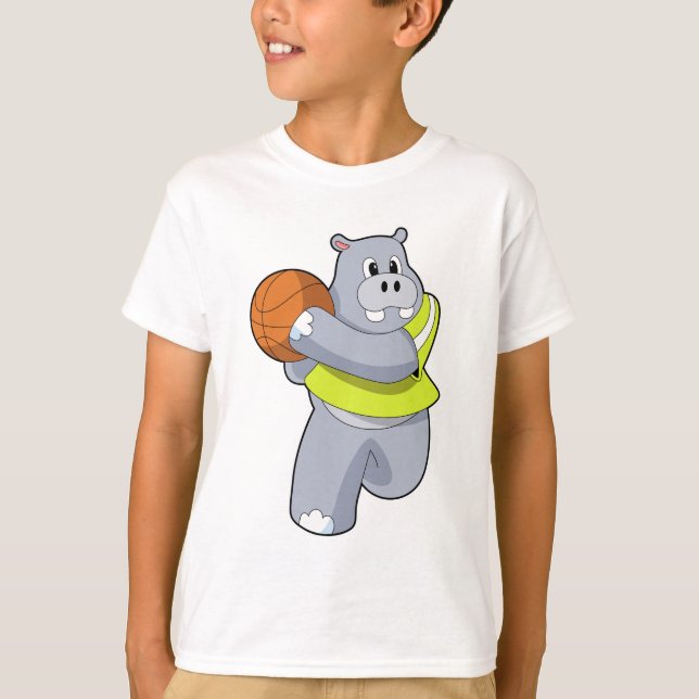 Hippo as Basketball player with Basketball.PNG T-Shirt (Front)