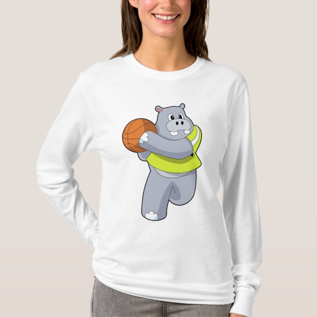 Hippo as Basketball player with Basketball.PNG T-Shirt (Front)