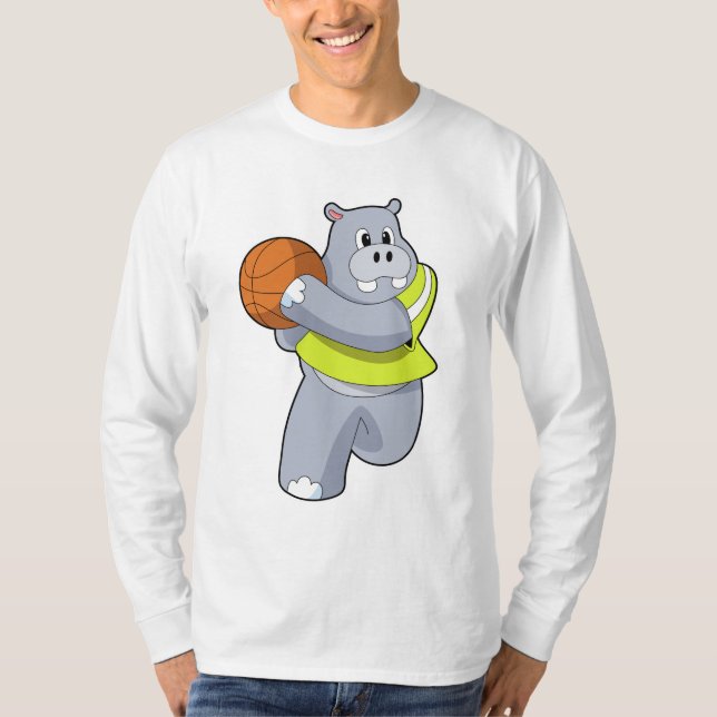 Hippo as Basketball player with Basketball.PNG T-Shirt (Front)