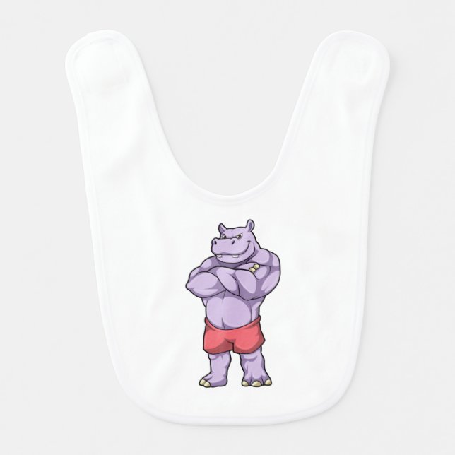 Hippo as Bodybuilder extreme Baby Bib (Front)