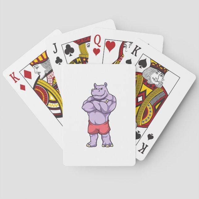 Hippo as Bodybuilder extreme Poker Cards (Back)