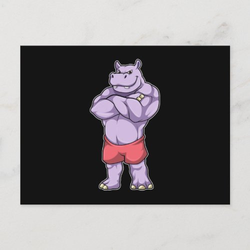 Hippo as Bodybuilder extreme Postcard