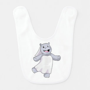 Hippo as Bride with Veil Baby Bib