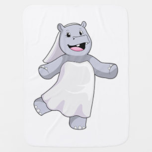 Hippo as Bride with Veil Baby Blanket