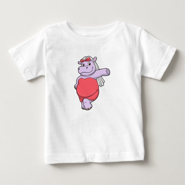 Hippo as Bride with Veil & Bow Baby T-Shirt (Front)