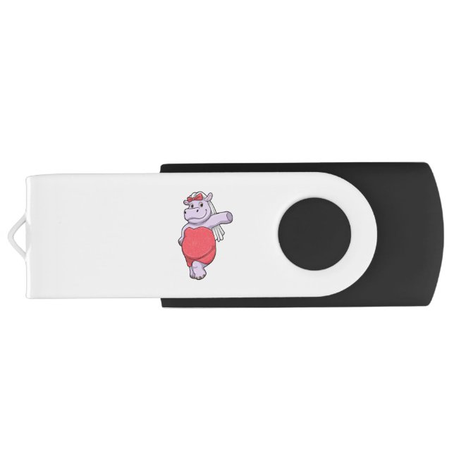 Hippo as Bride with Veil & Bow Flash Drive (Back)