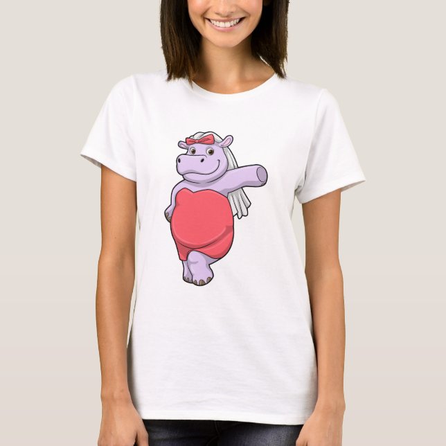 Hippo as Bride with Veil & Bow T-Shirt (Front)