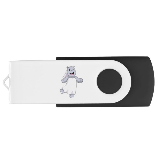 Hippo as Bride with Veil Flash Drive (Back)