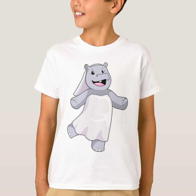 Hippo as Bride with Veil T-Shirt (Front)