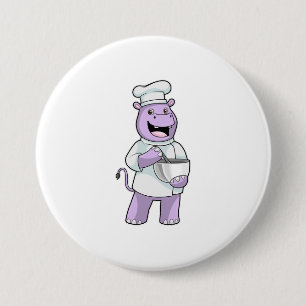 Hippo as Chef with Bowl Button