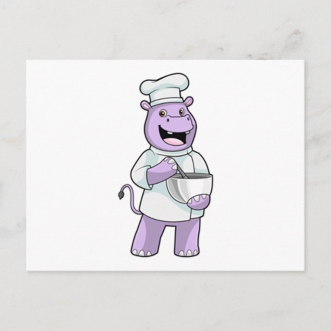 Hippo as Chef with Bowl Postcard (Front)