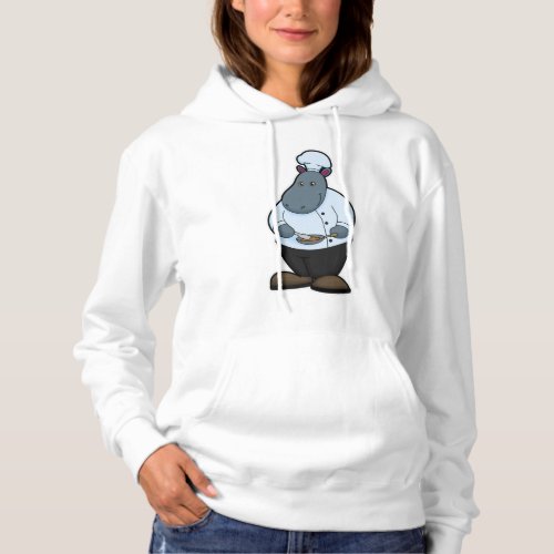 Hippo as Cook with Pan Hoodie