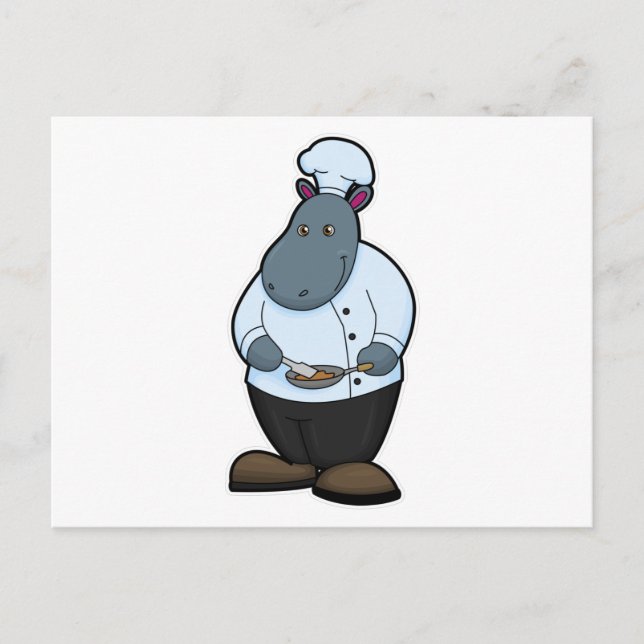Hippo as Cook with Pan Postcard (Front)