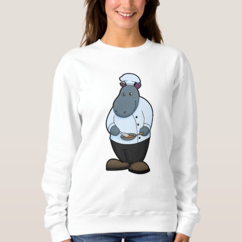 Hippo as Cook with Pan Sweatshirt