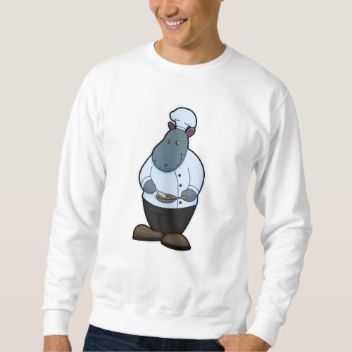 Hippo as Cook with Pan Sweatshirt