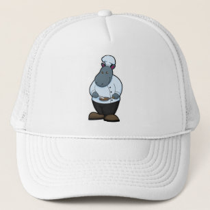 Hippo as Cook with Pan Trucker Hat