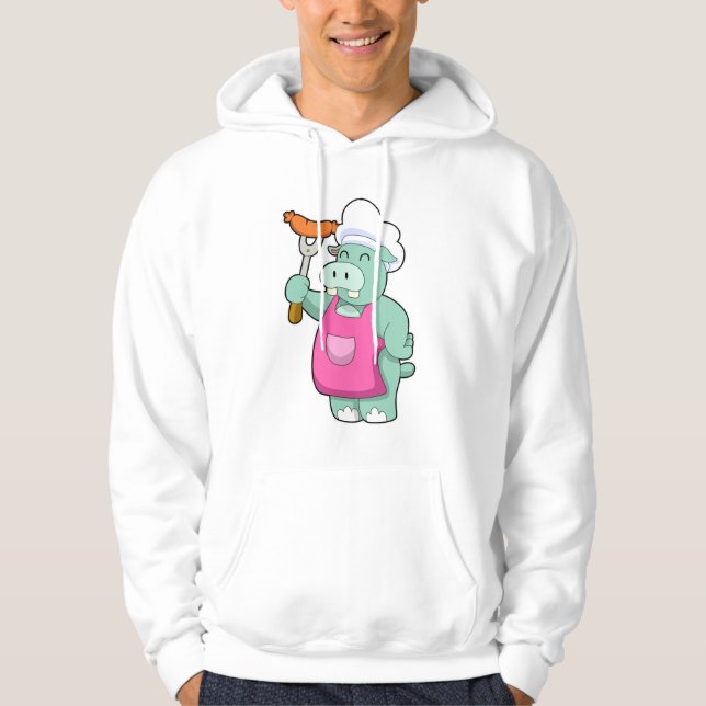 Hippo as Cook with Sausage Hoodie (Front)
