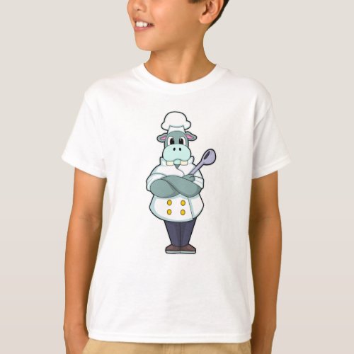 Hippo as Cook with Wooden spoon  Cooking apron T_Shirt