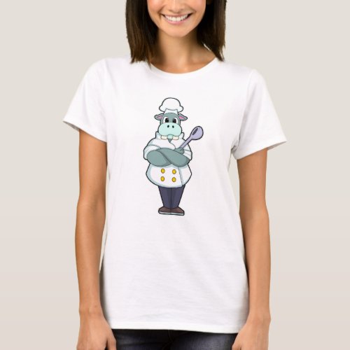 Hippo as Cook with Wooden spoon  Cooking apron T_Shirt