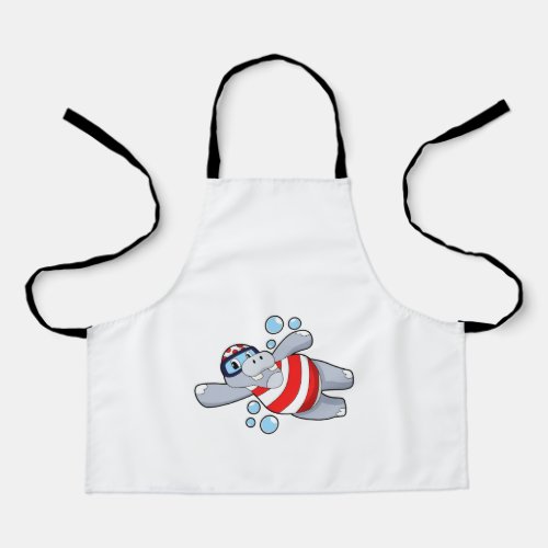 Hippo as Diver with Swimming goggles Apron