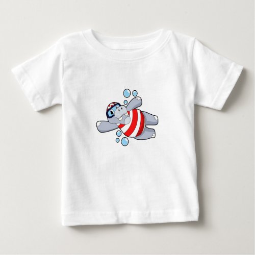 Hippo as Diver with Swimming goggles Baby T_Shirt