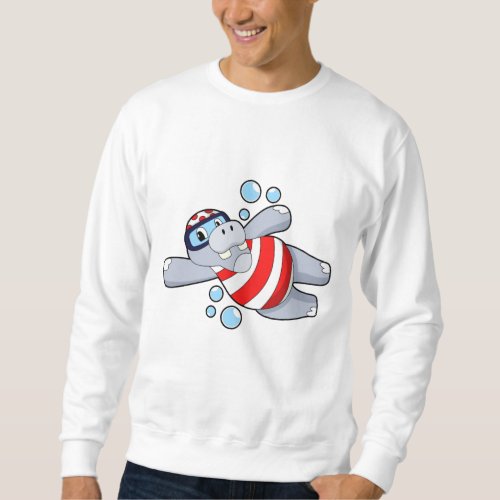 Hippo as Diver with Swimming goggles Sweatshirt