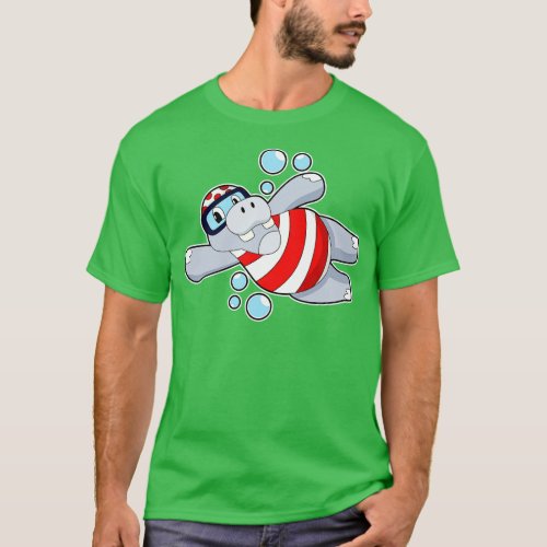 Hippo as Diver with Swimming goggles T_Shirt