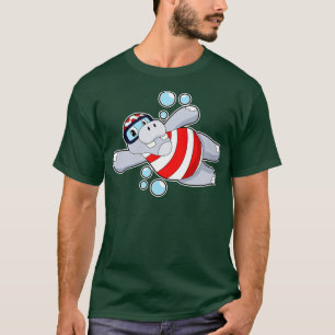 Hippo As Diver With Swimming Goggles T-Shirt