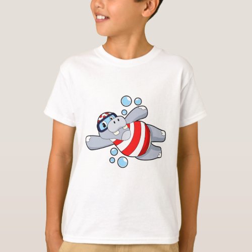 Hippo as Diver with Swimming goggles T_Shirt