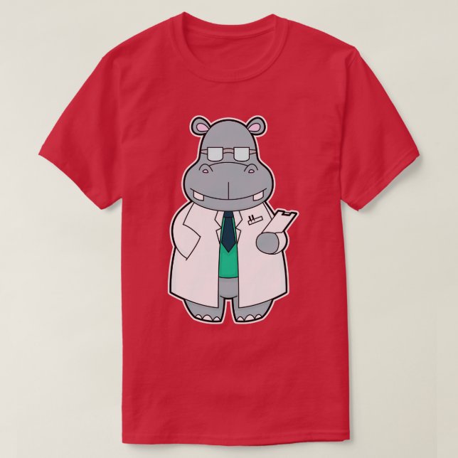 Hippo as Doctor with Smock T-Shirt (Design Front)
