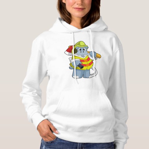 Hippo as Firefighter with Ax Hoodie