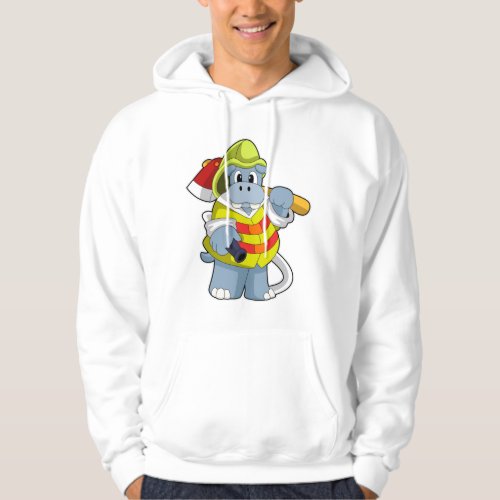 Hippo as Firefighter with Ax Hoodie