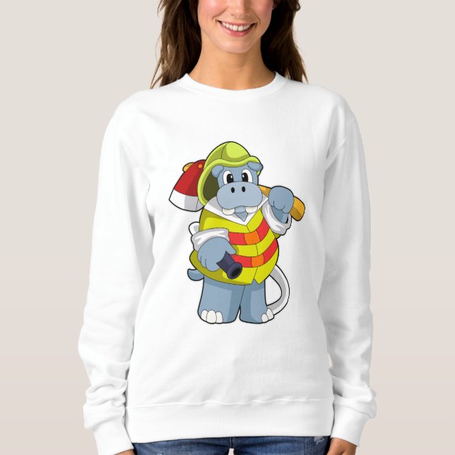 Hippo as Firefighter with Ax Sweatshirt (Front)