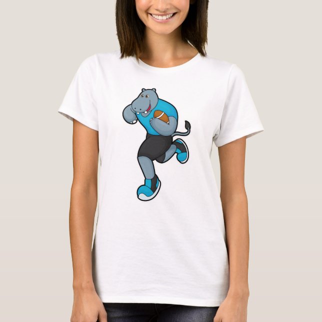 Hippo as Football player with Football T-Shirt (Front)