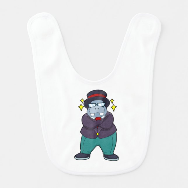 Hippo as Groom with Suit.PNG Baby Bib (Front)
